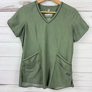 ADAR Pro Heather Scrub Top Green V Neck Short Sleeve‎ Women's XS